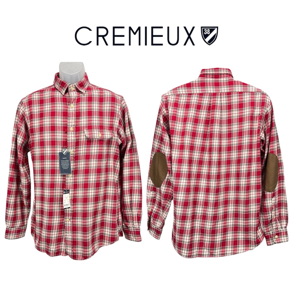 Daniel Cremieux Men’s Medium Red Plaid Flannel Shirt Elbow Patches NWT